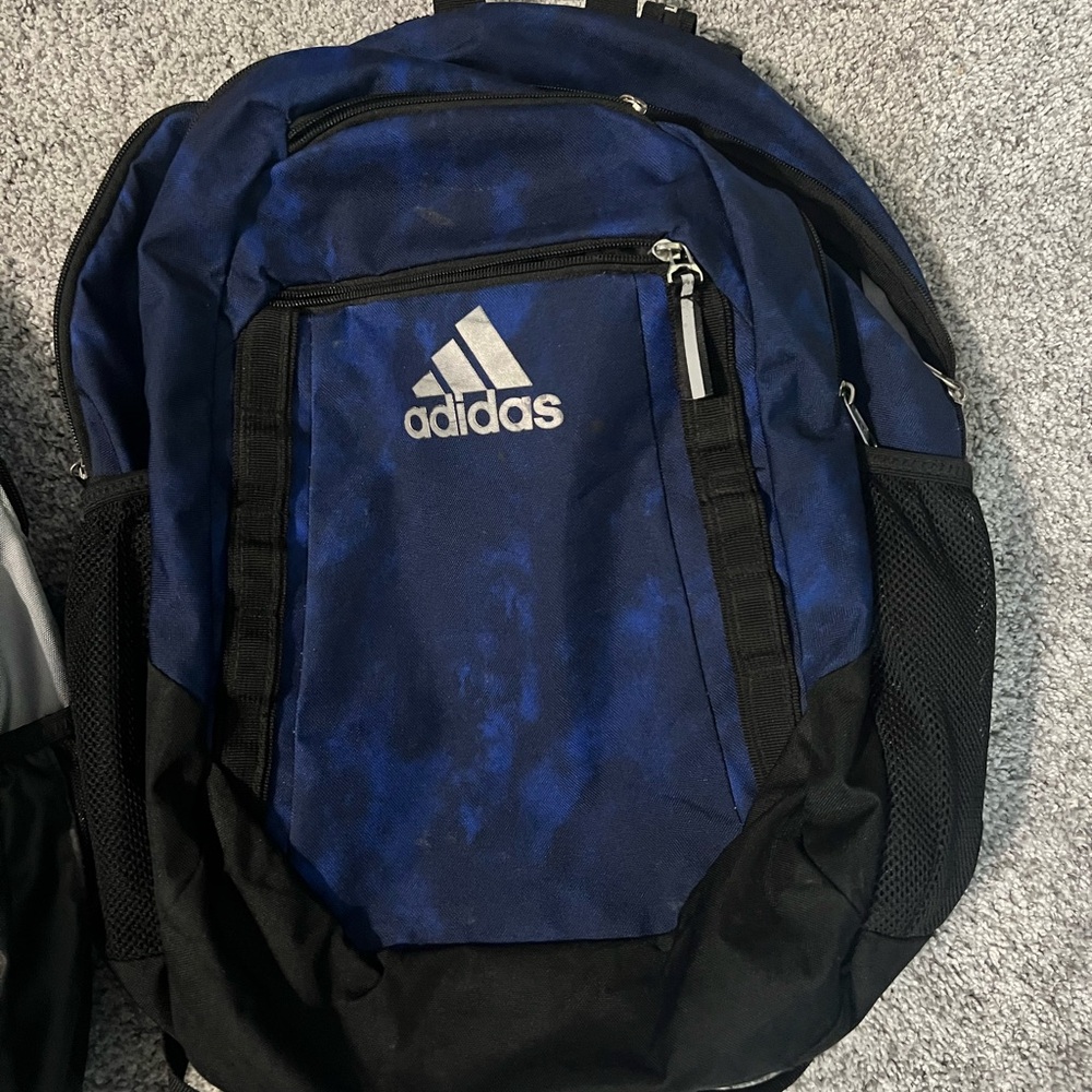 Adidas Blue and Black Athletic Backpack with Durable Fabric